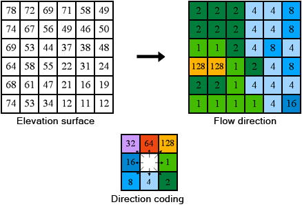 The coding of the direction of flow The coding of the direction of flow