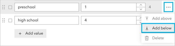The Add below option inserts a row beneath the selected row. The Add below option inserts a row beneath the selected row.